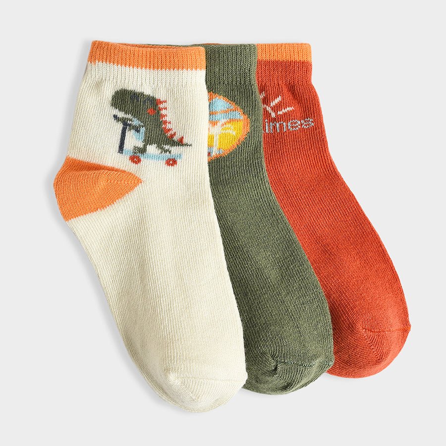 Dinomite Earthy Knitted Muldicolor Socks Pack of 3 Socks 3