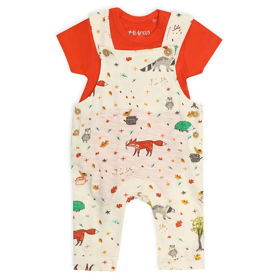 Forest Print Unisex Dungaree with Romper set Dungaree Set 2