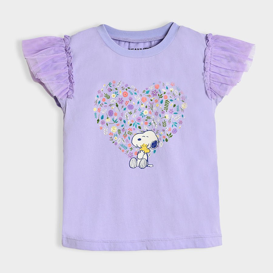 Peanuts™ Snoopy Printed Lavender Top for Girls Top 2