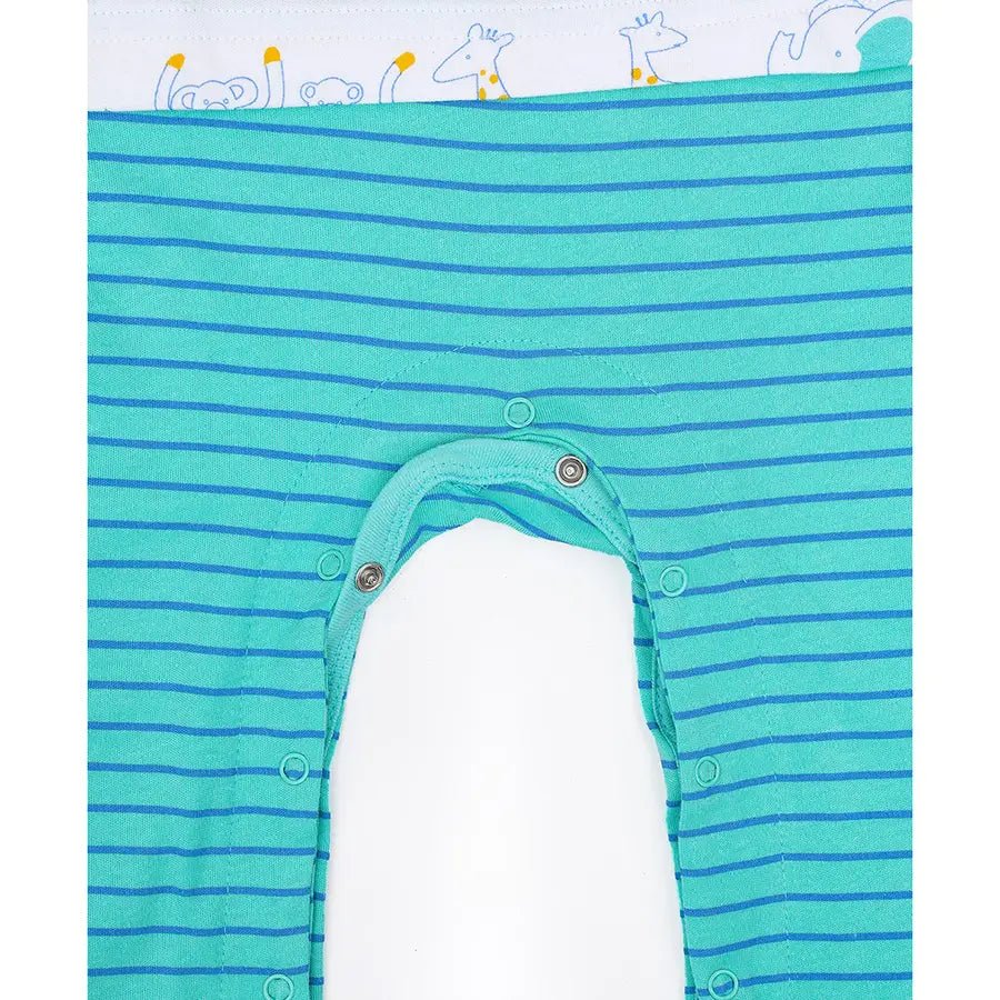 Baby Boy Comfy Knitted Sleep Suit - Safari (Pack of 2) Sleepsuit 6