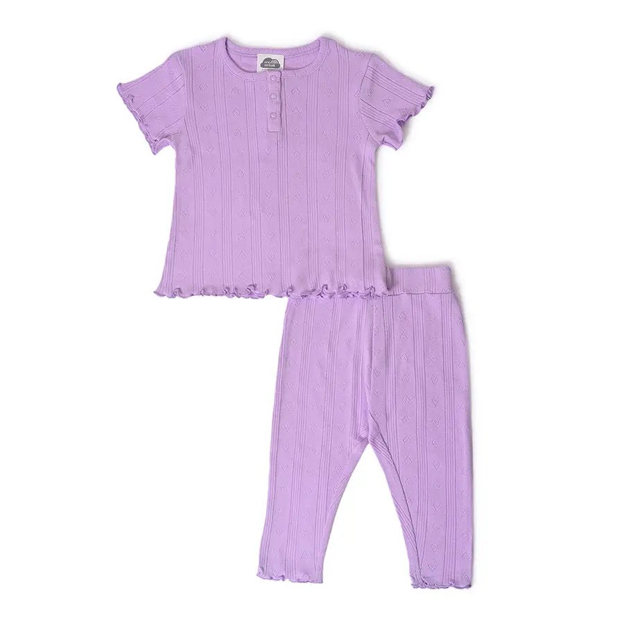 Baby Girl Slumber Set (Top & Legging Set)- Purple Clothing Set 1