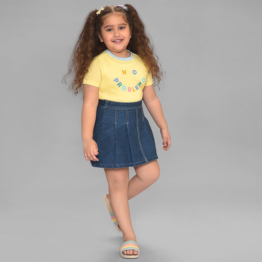 Bloom Printed Yellow T-shirt & Skirt Set for Girl Clothing Set 1
