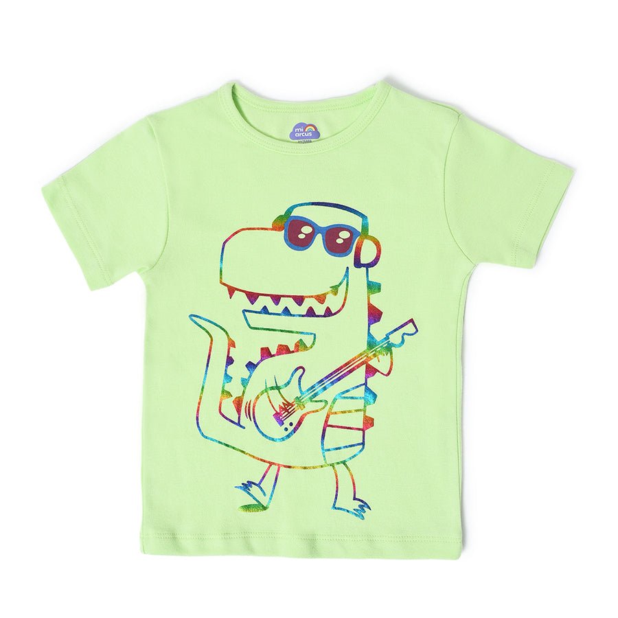 Buddy Rainbow Printed Green T-Shirt for Kids T-Shirt 1