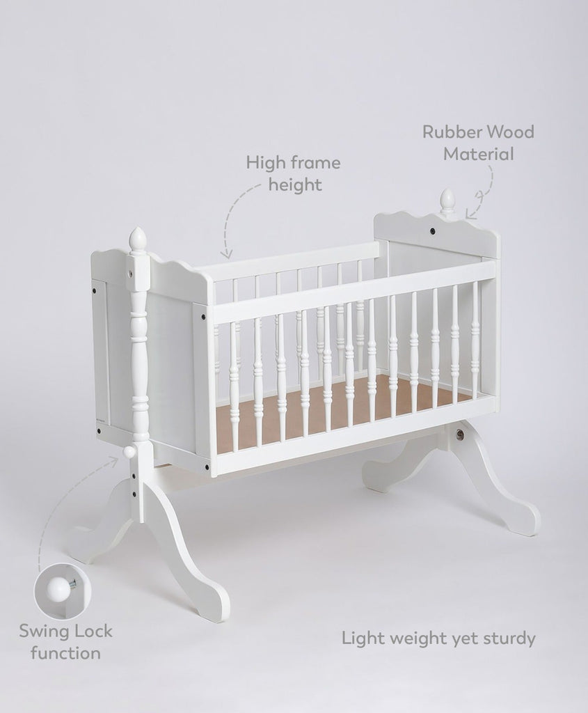 Cuddle Rubber Wood White Cradle Baby Furniture 11
