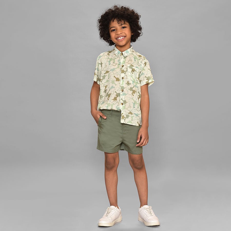 Dinomite Woven Green Shirt & Shorts Co-Ord Set Clothing SEt 1
