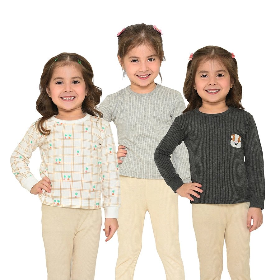 Farm Friends Knitted Full Sleeve Thermal Top Pack of 3 Thermal Top 1