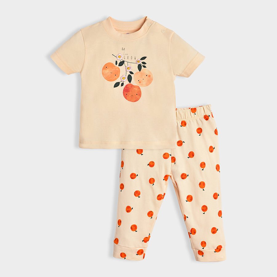 Fruits Printed Peach Top & Pajama Set Clothing Set 2