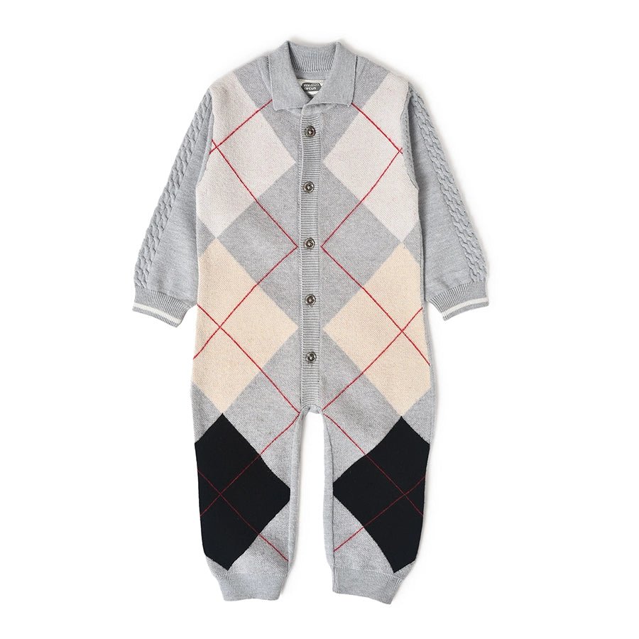 Misty Grey Knitted Sleep Suit Sleepsuit 1
