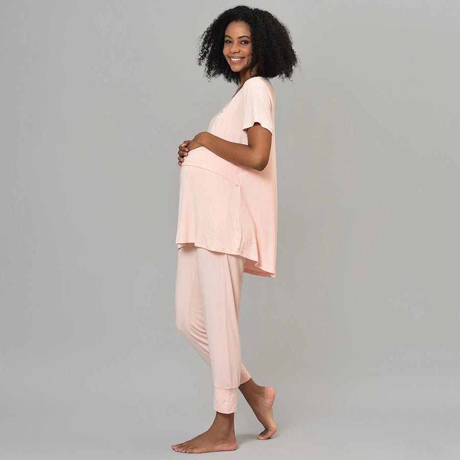 Misty Salmon Maternity Wear Knitted T-shirt & Pajama Set Clothing Set 3