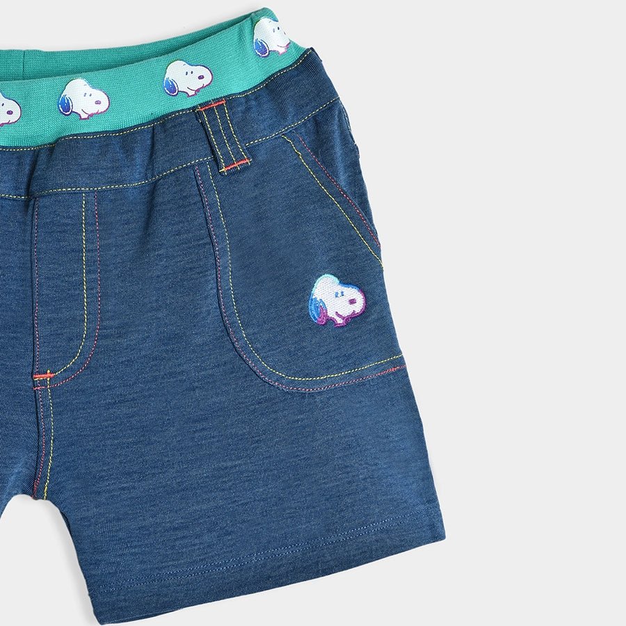 Peanuts Snoopy Knitted Terry Shorts Blue Shorts 4