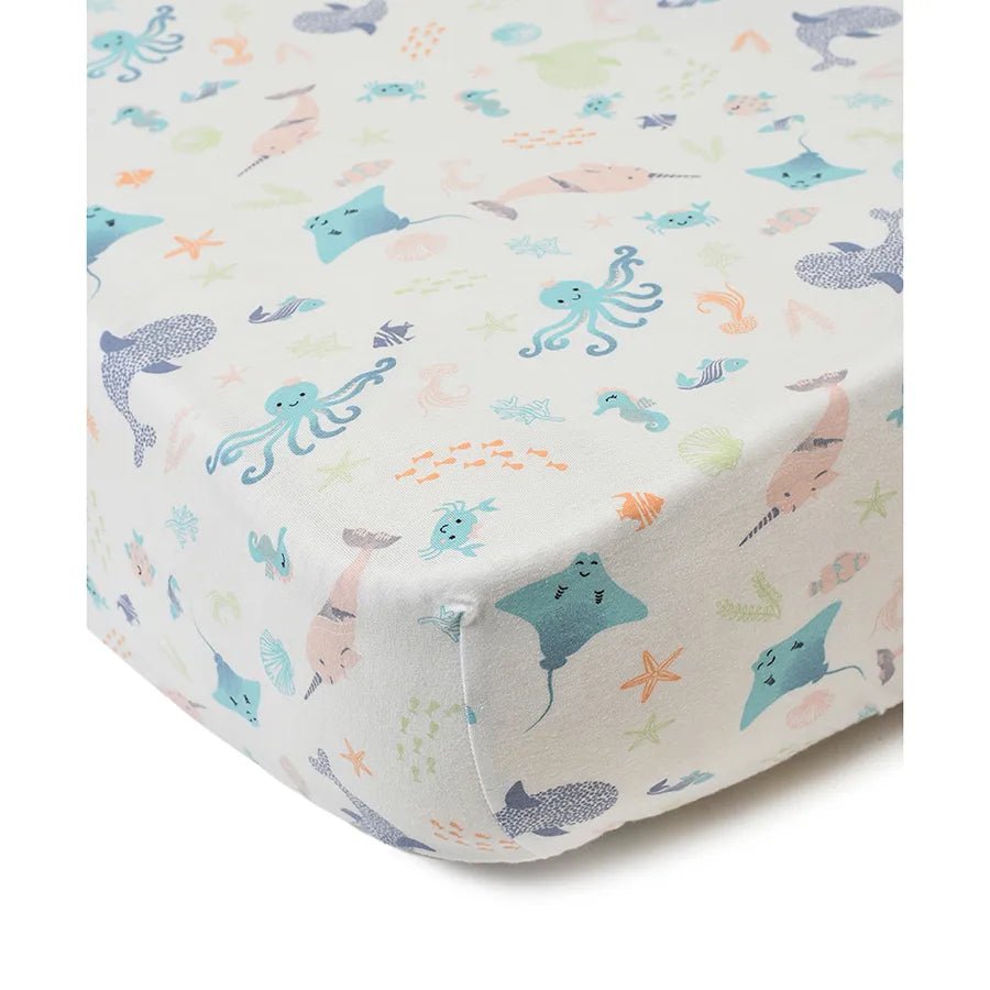 Printed Fitted Cot Sheet- Sea World Cot Sheet 3