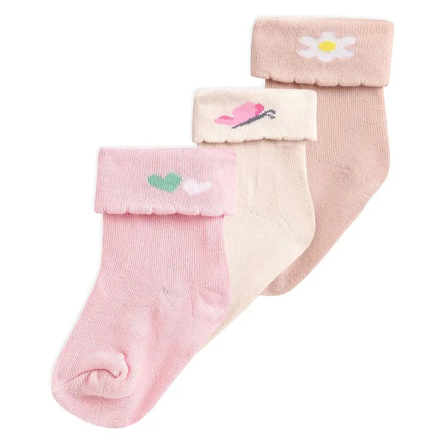 Spring Rib Baby Girl Mid Calf Socks Set of 3 Socks 1