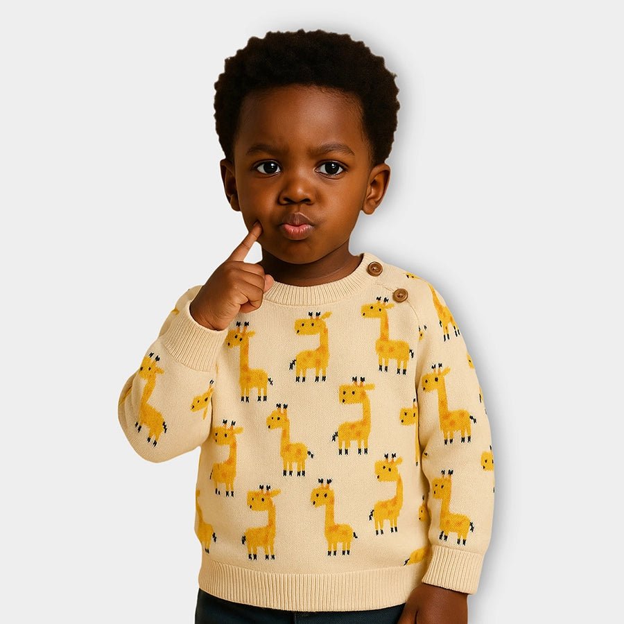 1Pk Cotton Jacquard Knit Sweater Full Sleeves Sweater Full Sleeves 1