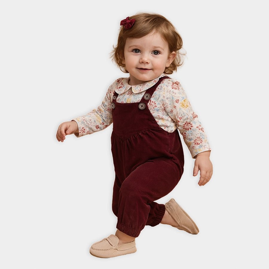 2Pc Blended Corduroy Dungaree Set Dungaree Set 1