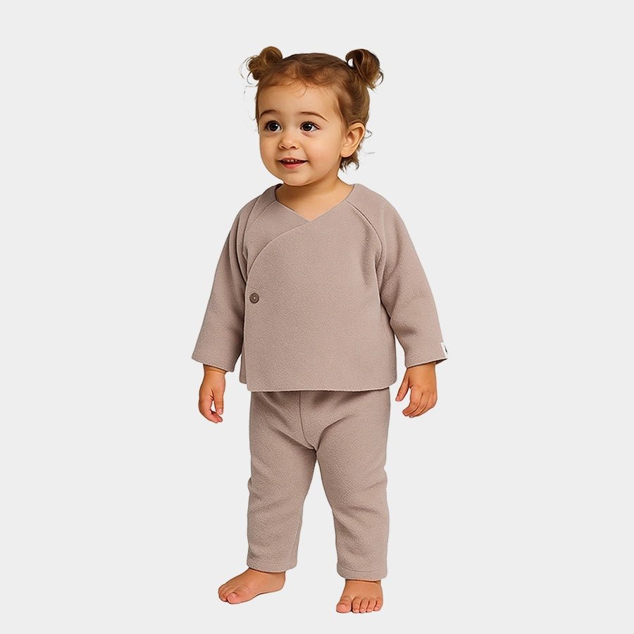 2Pc Polyester Antipill Wrapover T-Shirt - Pyjama Set Wrapover T-Shirt - Pyjama Set 1