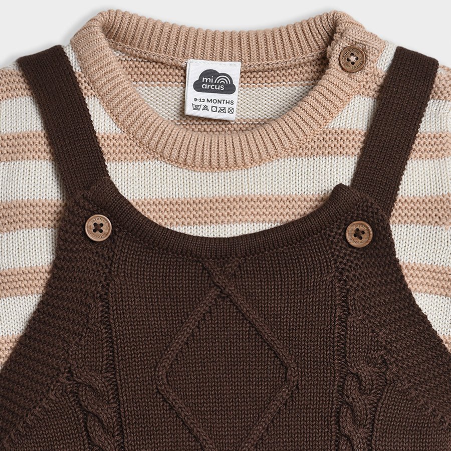 2Pk Blended Cable Knit Dungaree Set Dungaree Set 8