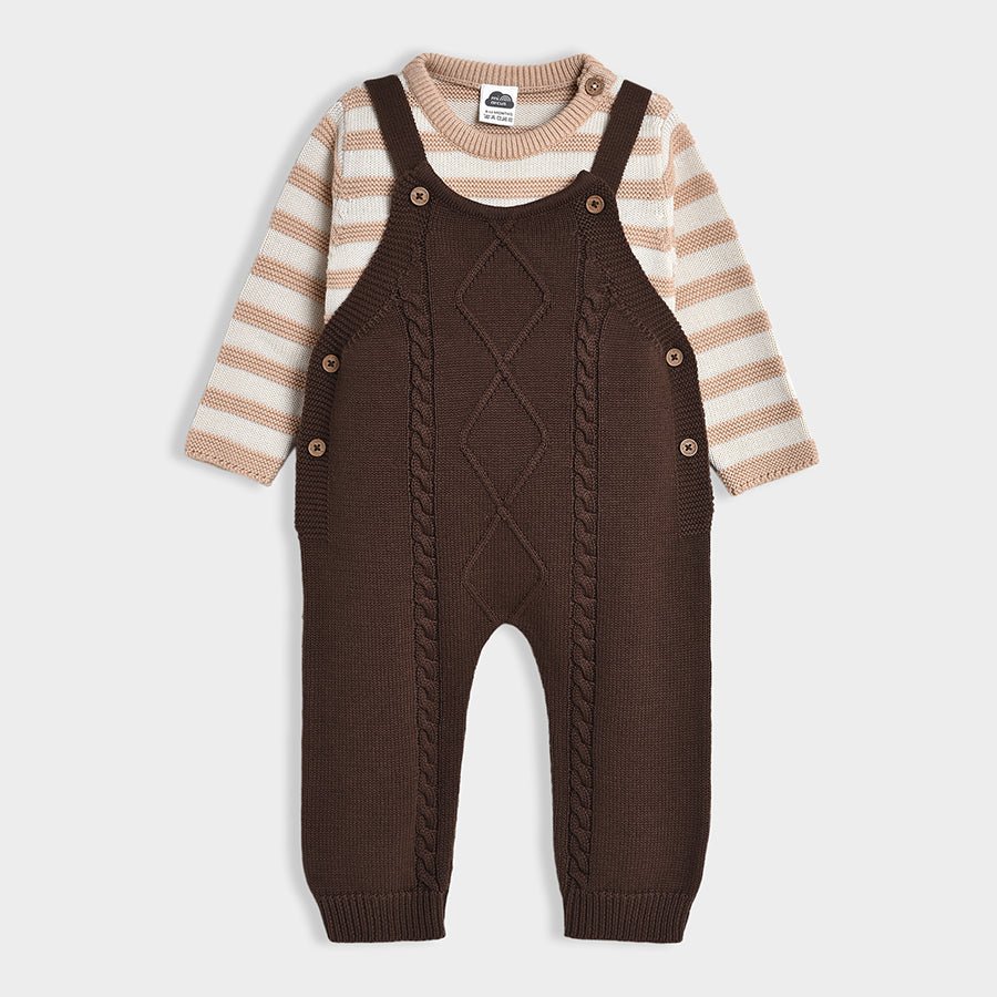 2Pk Blended Cable Knit Dungaree Set Dungaree Set 1