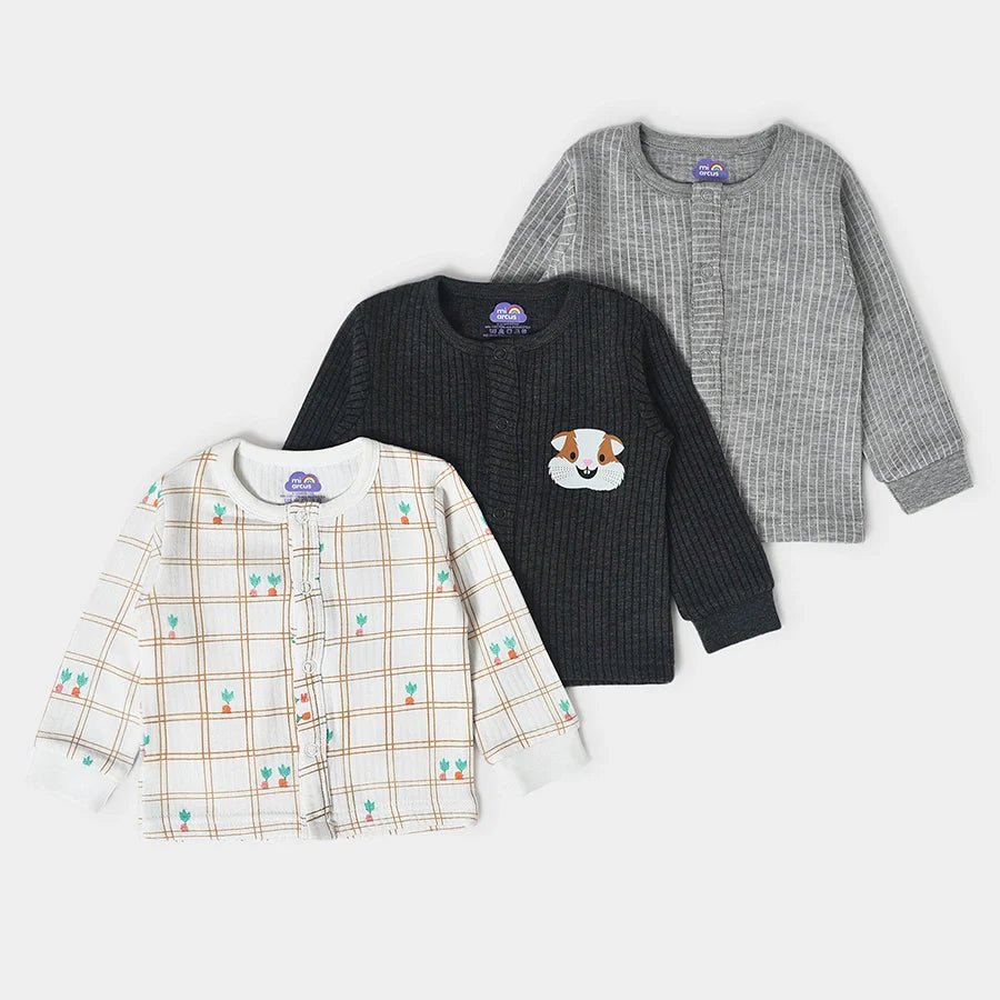 3Pk Blended Rib Knit Front Open Thermals Front Open Thermals 1