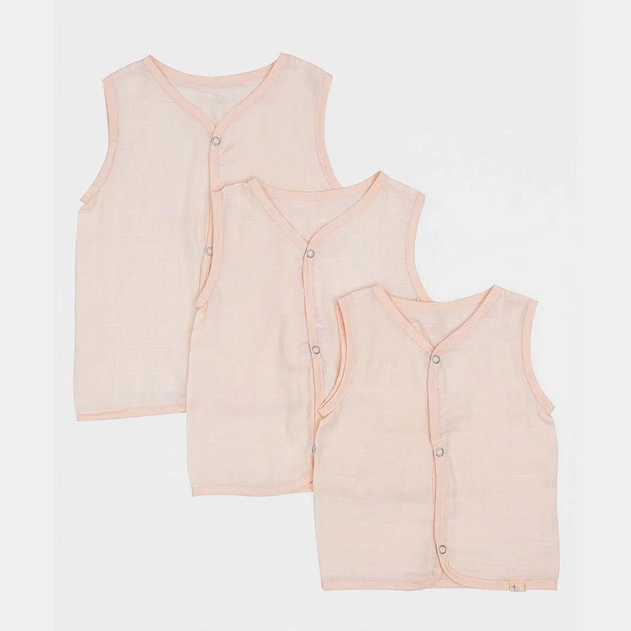 3Pk Cotton Muslin Front Open Vest Front Open Vest 1