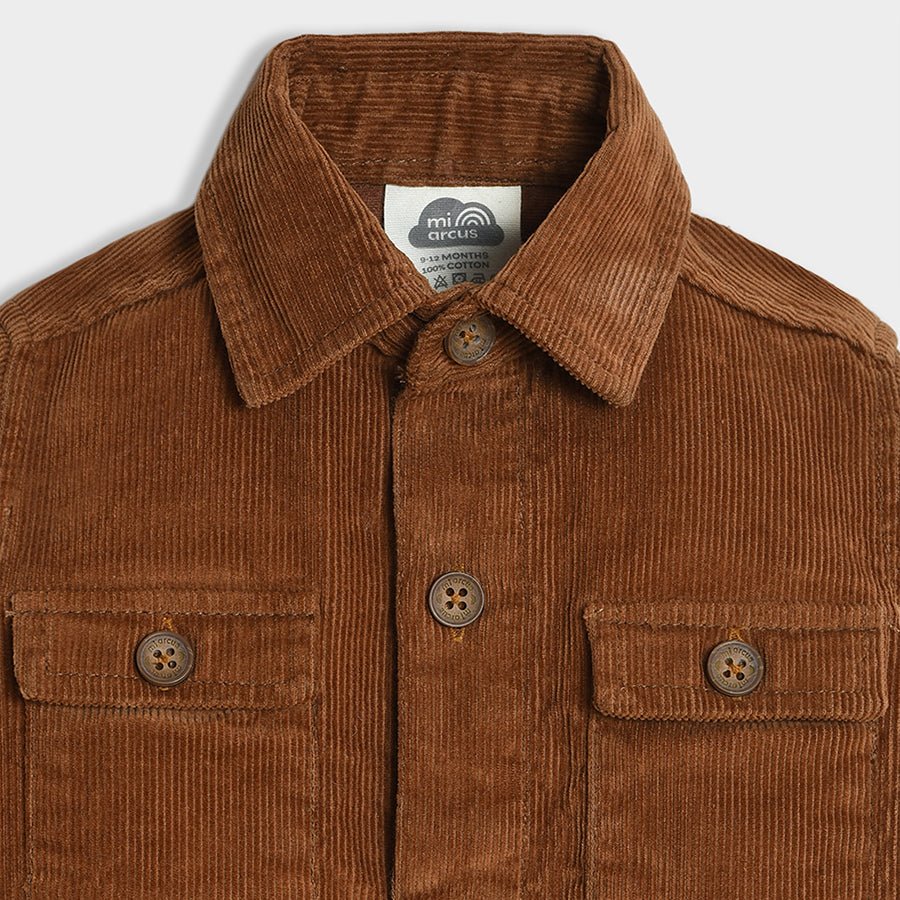 Adventure Corduroy Solid Shirt Brown Shirt Full Sleeves 4