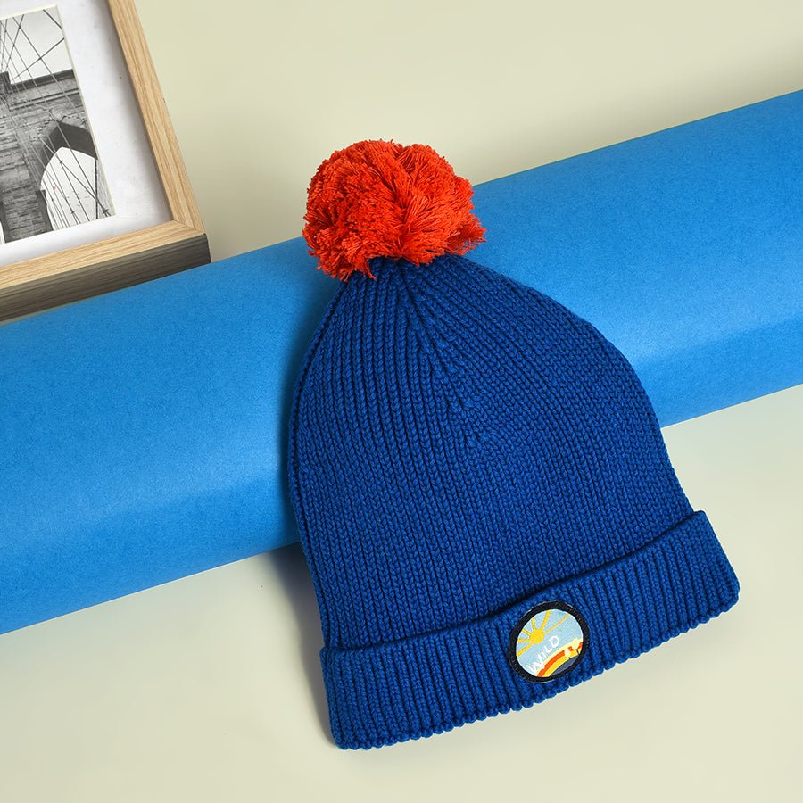 Adventure Pompom Knitted Cap Blue Cap 3