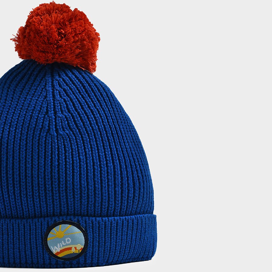 Adventure Pompom Knitted Cap Blue Cap 4