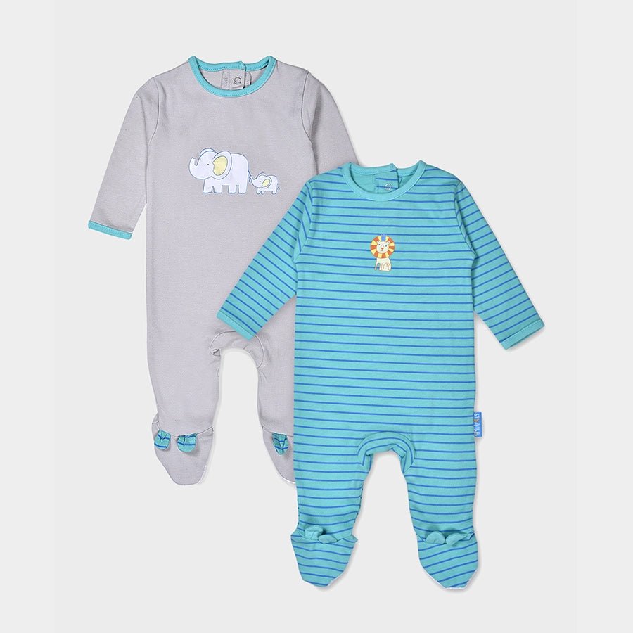 Baby Boy Comfy Knitted Sleep Suit - Safari (Pack of 2) Sleepwear 1