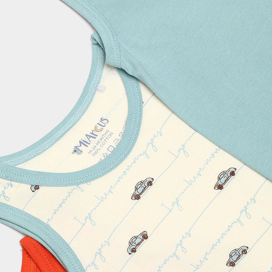 Baby Boy Vest with Crazy Car Print - (Pack of 3) Vest 8
