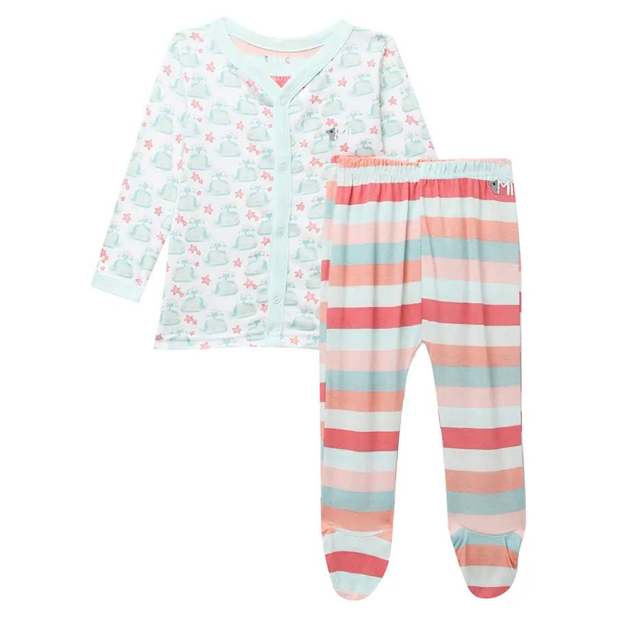 Baby Boy Whale Print Full Sleeve Bambino Set Top Bottom Set 2