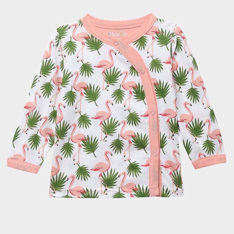 Baby Girl Flamingo Print Full Sleeve Bambino Set T-Shirt - Pyjama Set 2