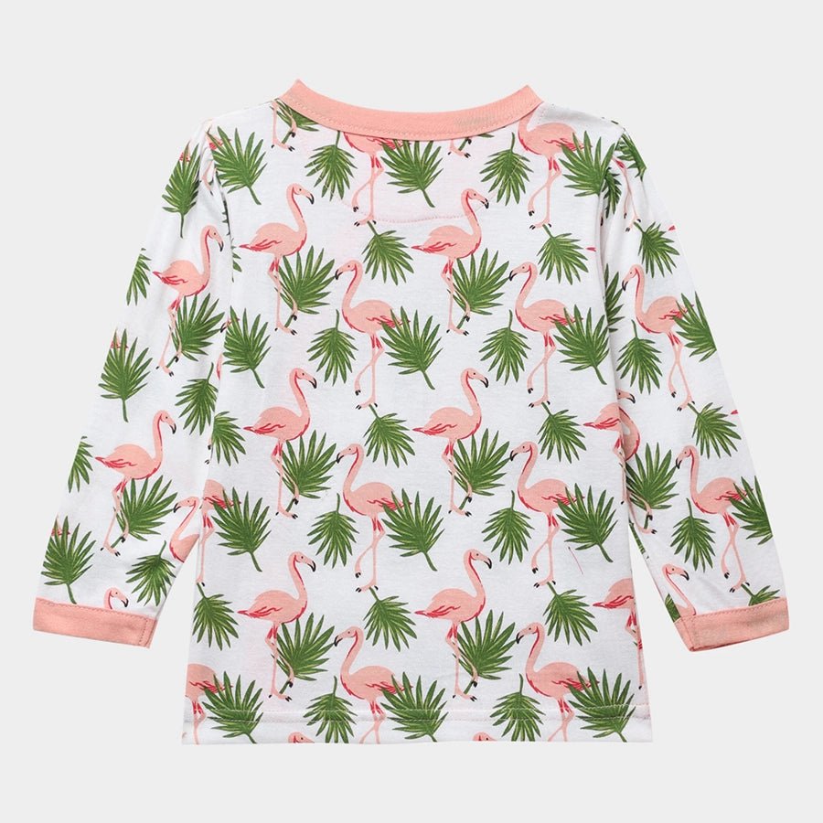 Baby Girl Flamingo Print Full Sleeve Bambino Set T-Shirt - Pyjama Set 3
