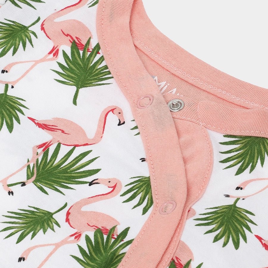 Baby Girl Flamingo Print Full Sleeve Bambino Set T-Shirt - Pyjama Set 4