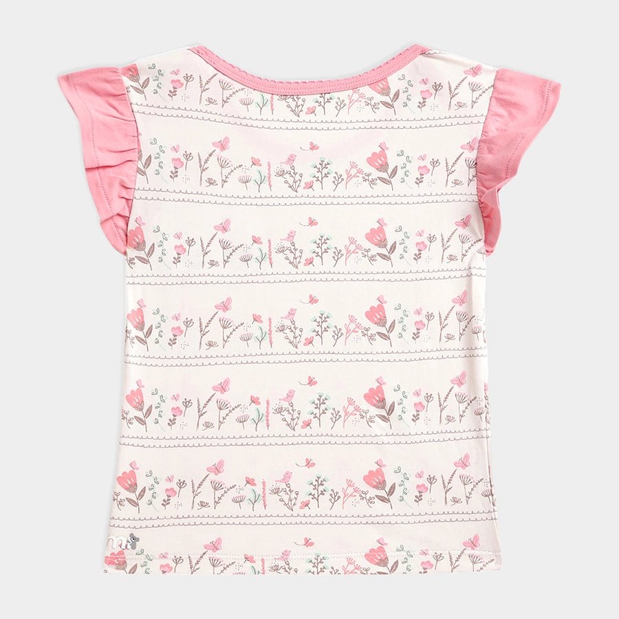Baby Girl Flower Print Half Sleeve Top Half Sleeve T-Shirt 3