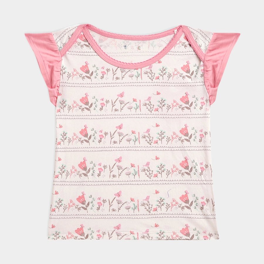 Baby Girl Flower Print Half Sleeve Top Half Sleeve T-Shirt 2