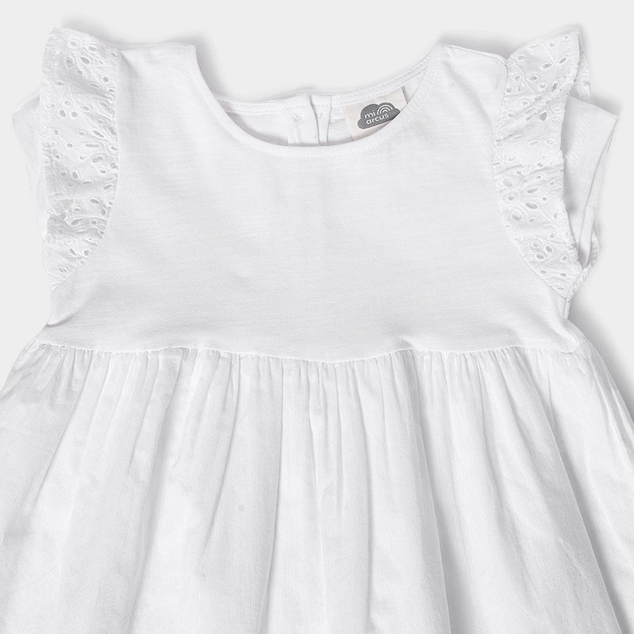 Baby Girl Flutter Sleeve Frock - White Dress 4