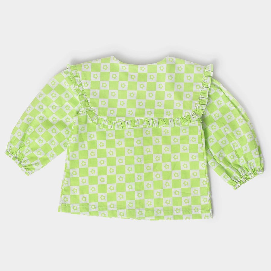 Baby Girl Front Open Top With Frill Detailing Shirt 3