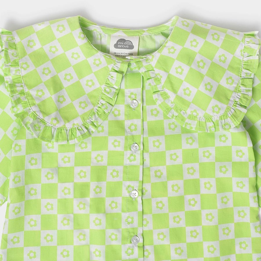 Baby Girl Front Open Top With Frill Detailing Shirt 4
