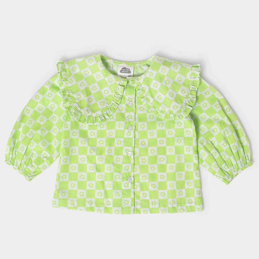 Baby Girl Front Open Top With Frill Detailing Shirt 2
