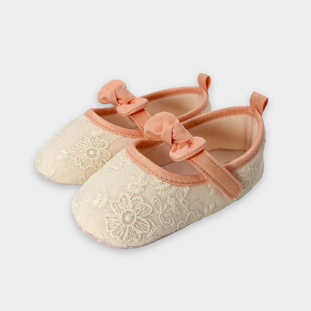 Bloom Floral Embroidered & Bow Design Booties Booties 2