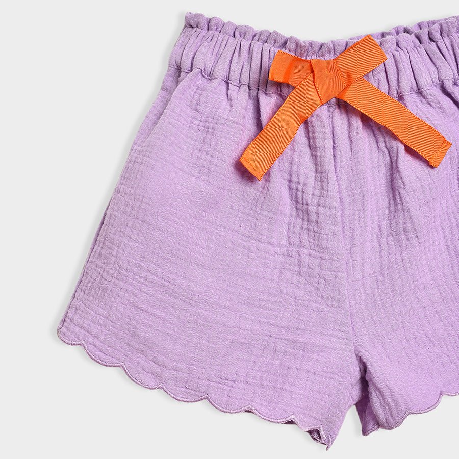 Bloom Printed Top & Solid Shorts Set Purple Top Bottom Set 7