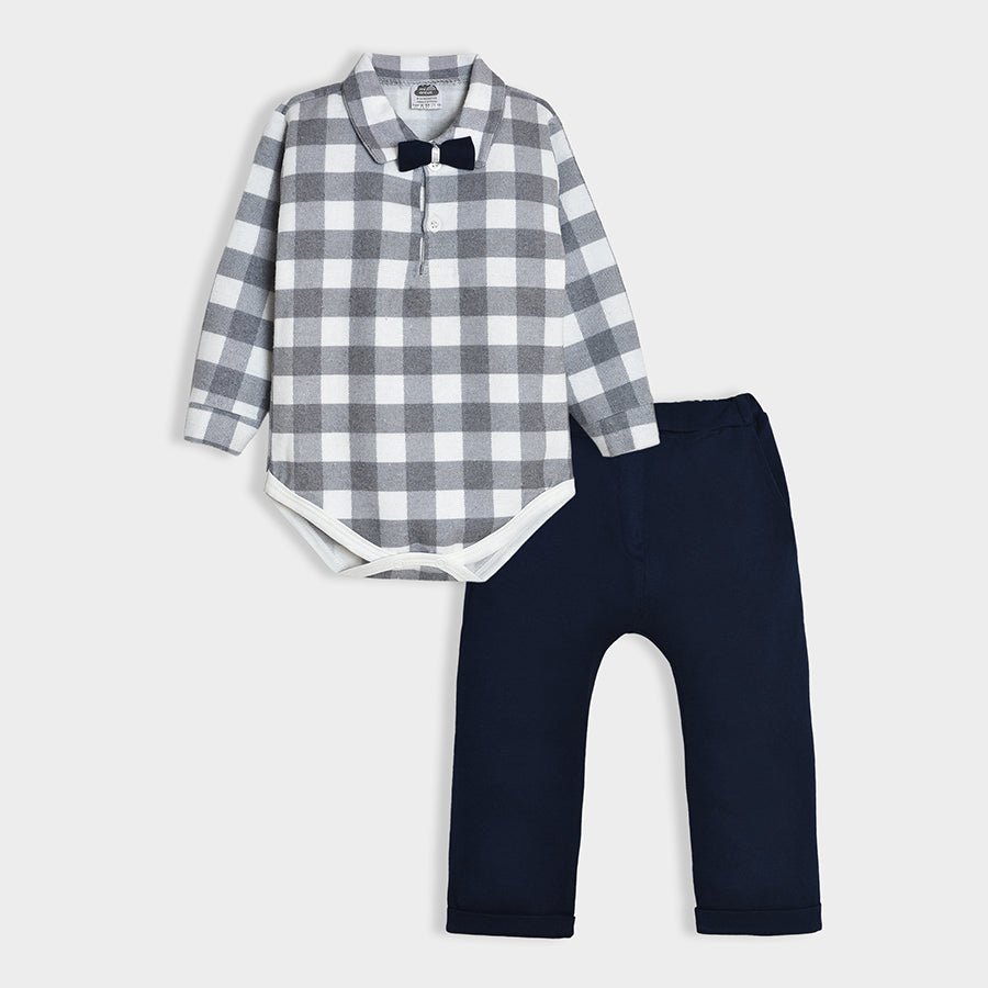 Bloom Woven Blue Check Shirt Style Romper and Trouser Shirt & Trouser Set 1