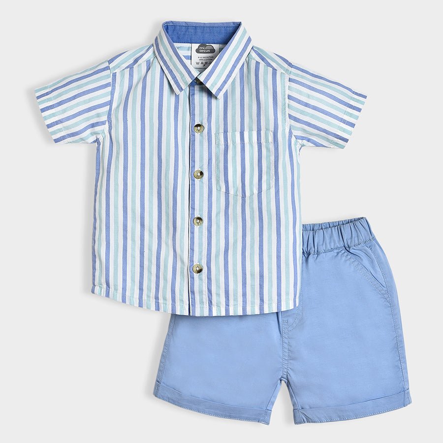 Bloom Woven Blue Shirt & Shorts Set Clothing Set 3