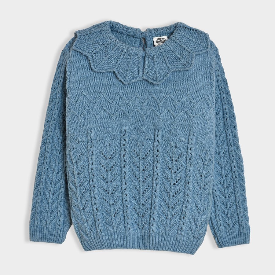 Bonjour Azure Knitted Sweater Sweater Full Sleeves 1