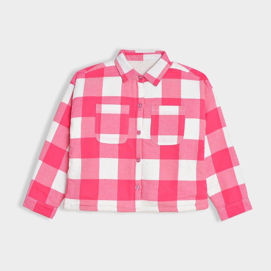 Bonjour Carmine Sherpa Shirt Pink Shirt Full Sleeves 2