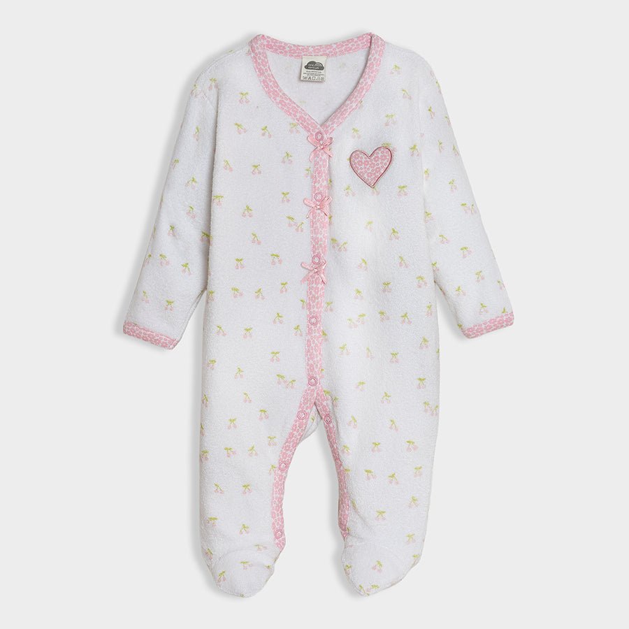 Bonjour Cherry Printed Sleepsuit White Sleep Suit 2