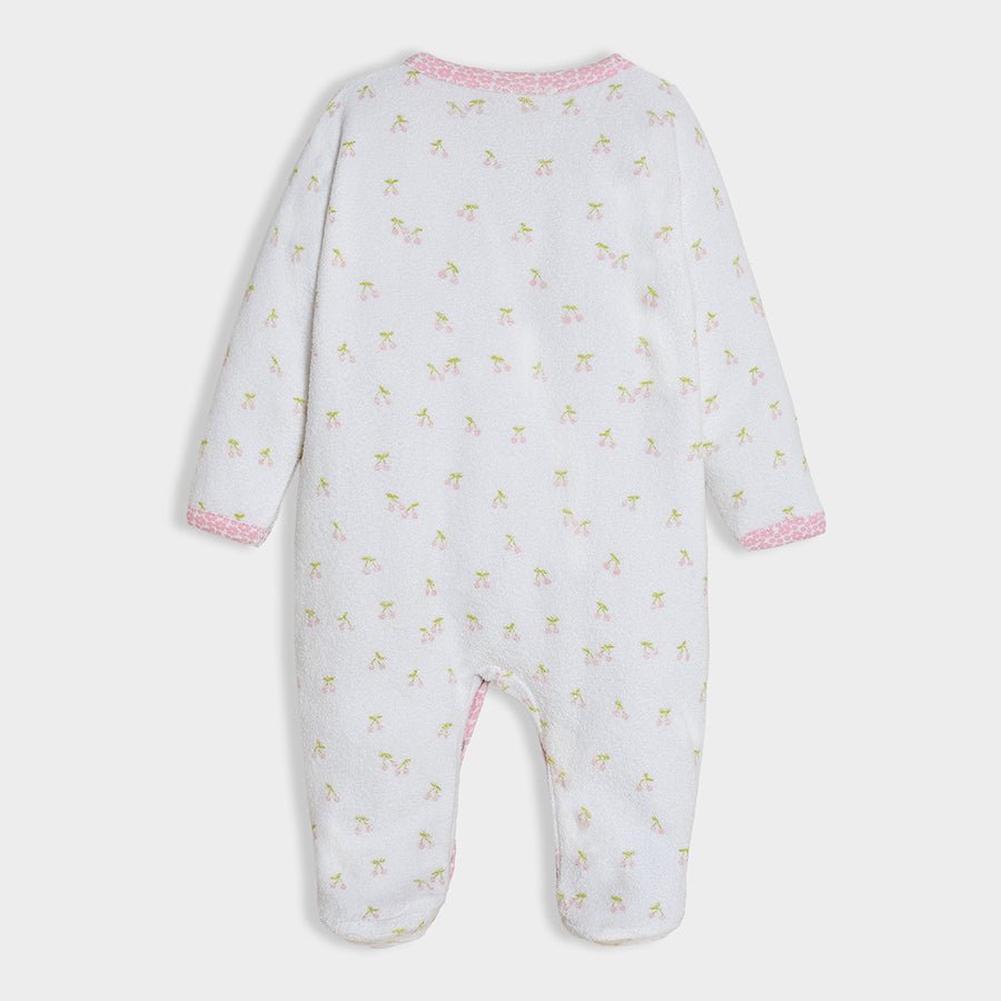 Bonjour Cherry Printed Sleepsuit White Sleep Suit 3