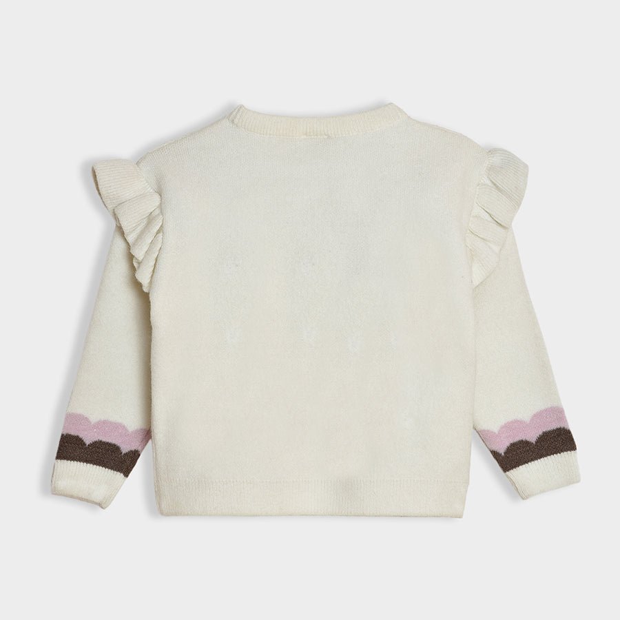 Bonjour Cream Knitted Sweater Sweater Full Sleeves 3