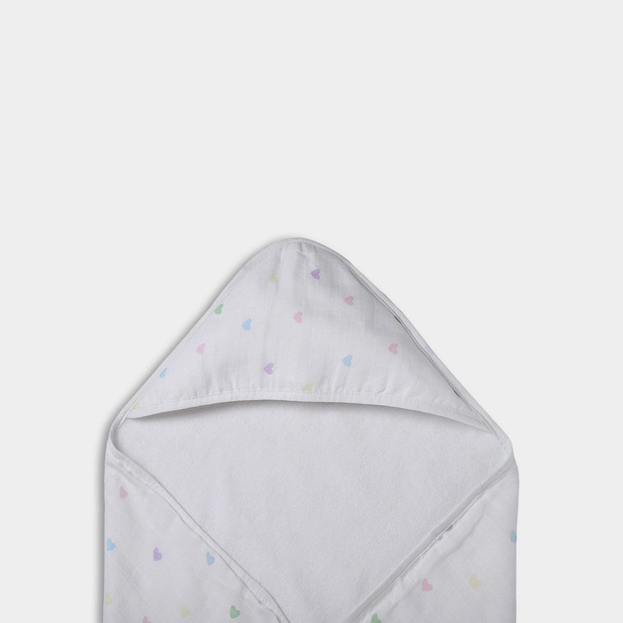 Bonjour Heart Print Hooded Towel Hooded Towel 5