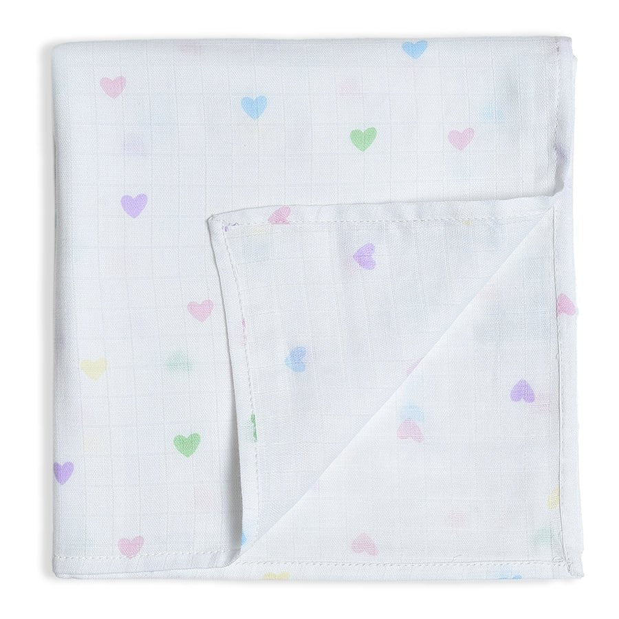 Bonjour Heart Printed Muslin Wrap Wrap 1