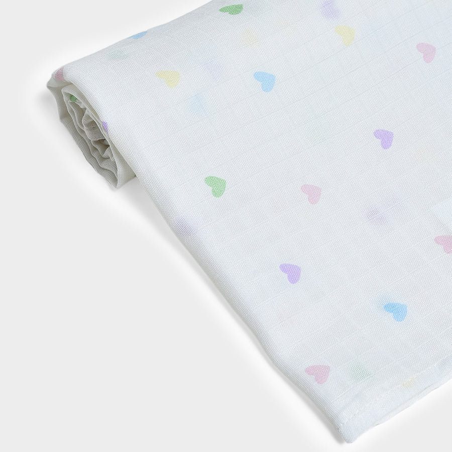 Bonjour Heart Printed Muslin Wrap Wrap 8